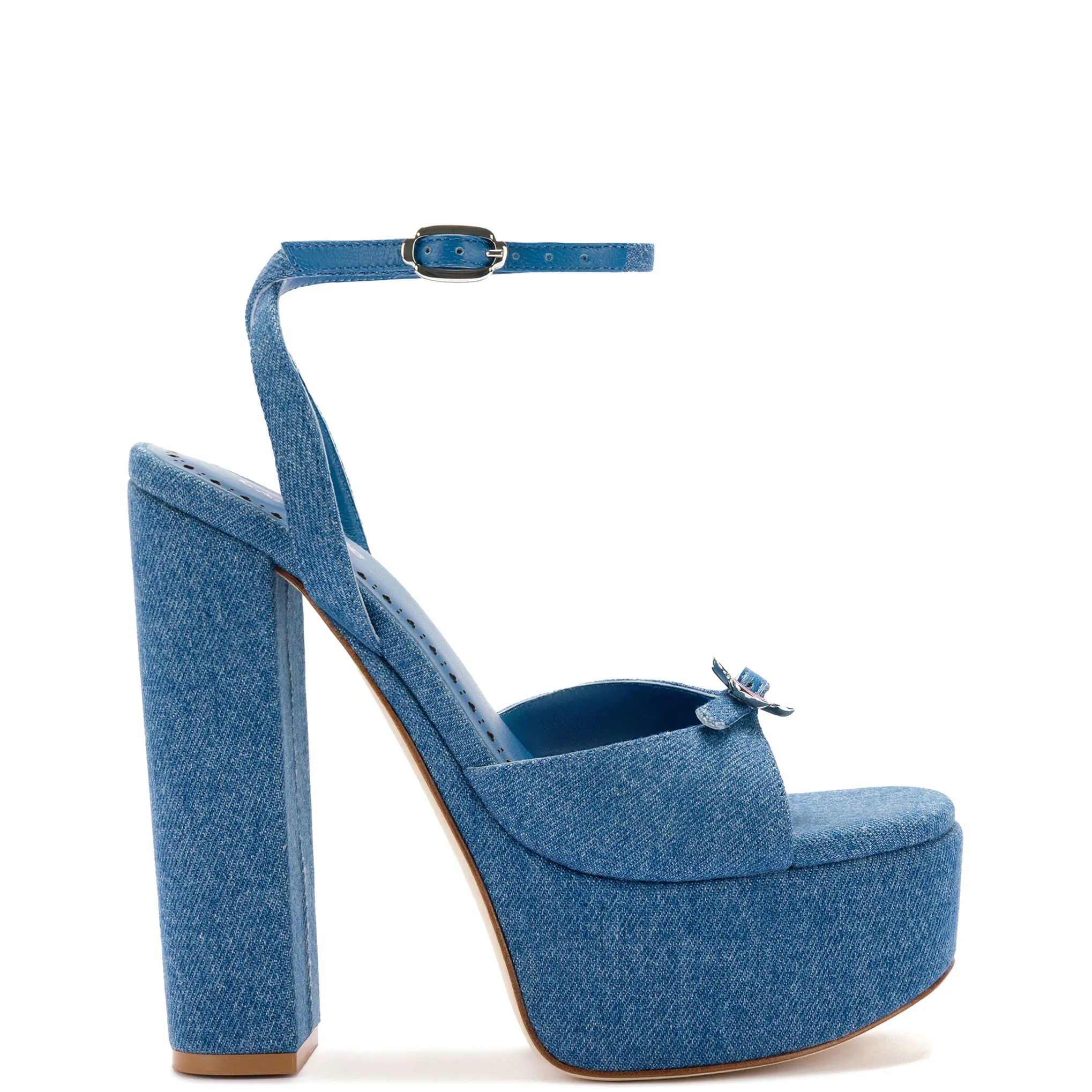 Daisy Platform In Blue Stoned Denim sold by Larroude