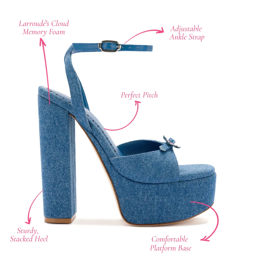 Daisy Platform In Blue Stoned Denim sold by Larroude product image thumbnail 5