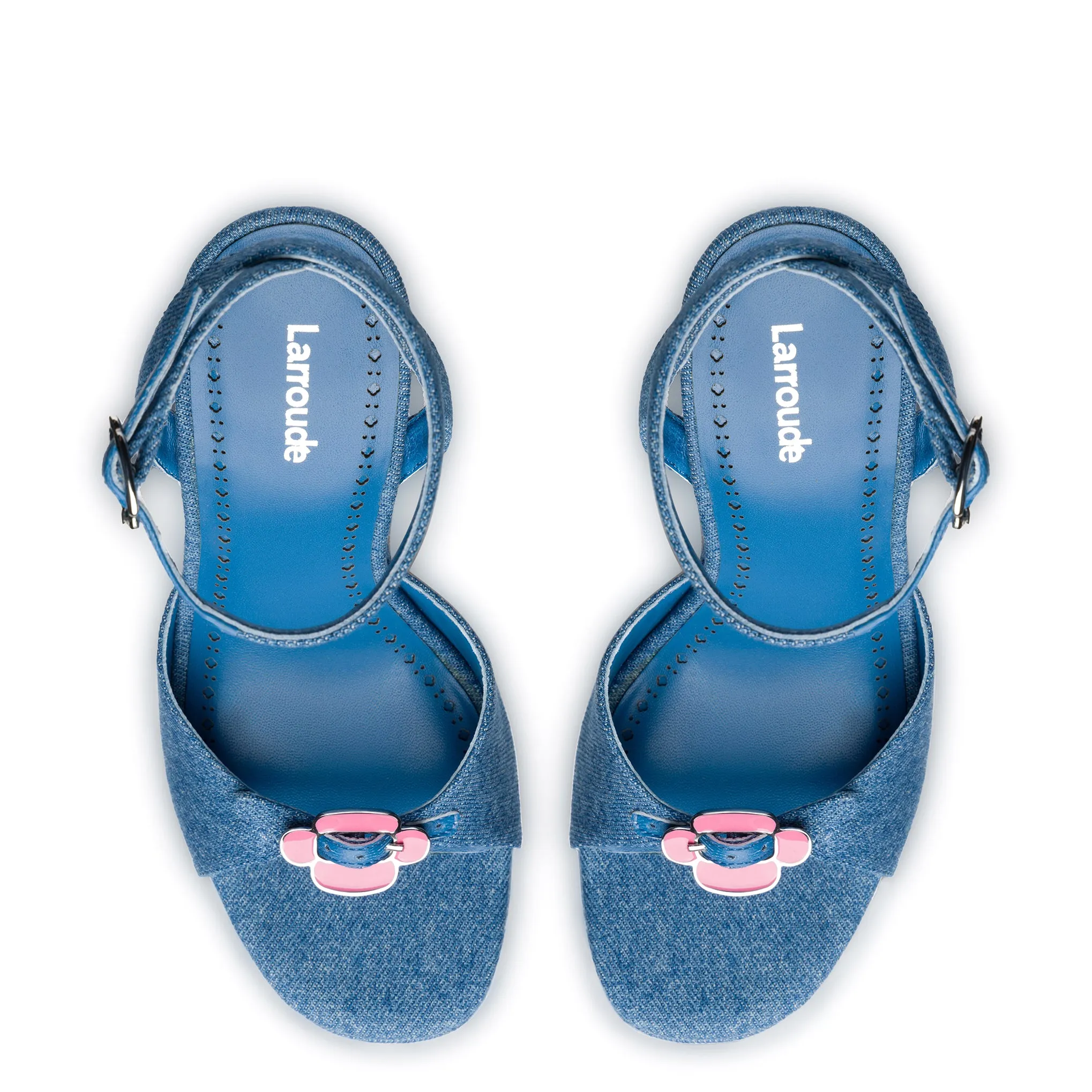 Daisy Platform In Blue Stoned Denim sold by Larroude product image thumbnail 3