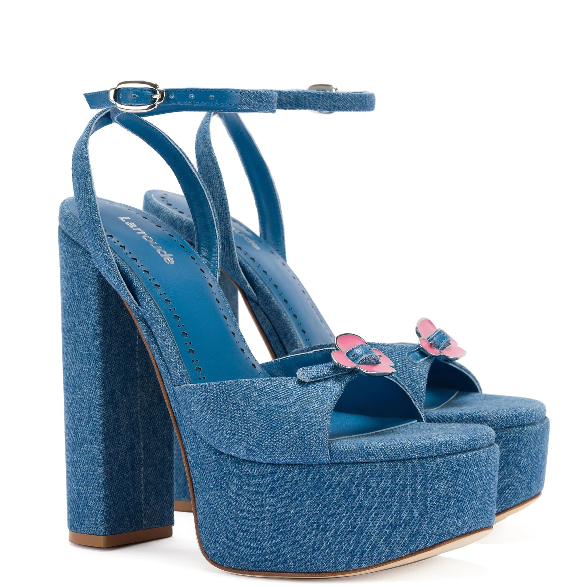 Daisy Platform In Blue Stoned Denim sold by Larroude product image thumbnail 2