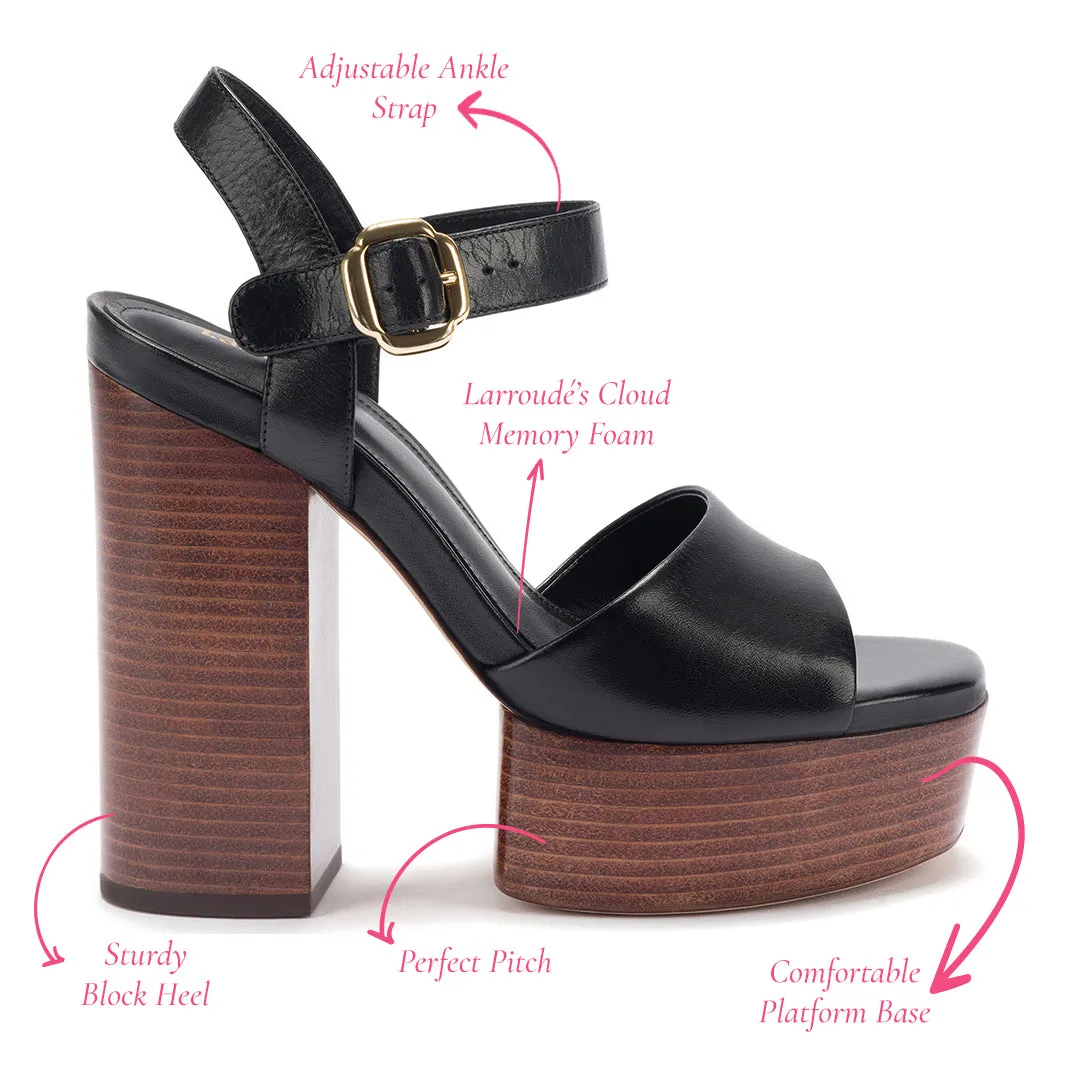 Vanessa Platform Sandal In Black Leather sold by Larroude product image thumbnail 5