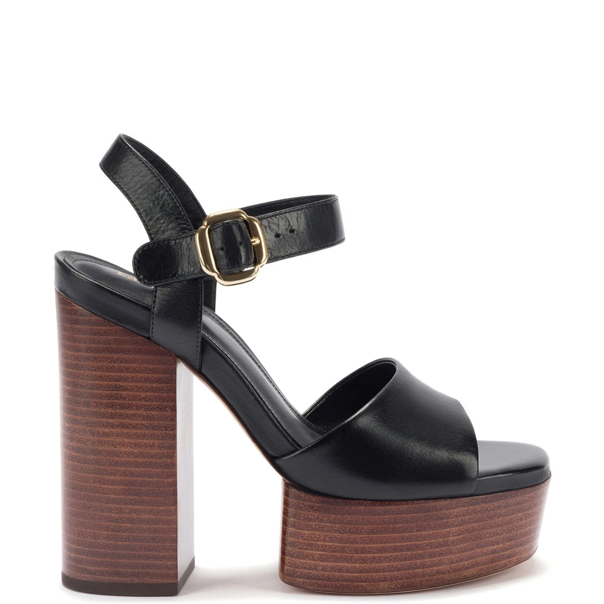 Vanessa Platform Sandal In Black Leather sold by Larroude