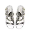 Harmony Flat Sandal In Silver Specchio sold by Larroude