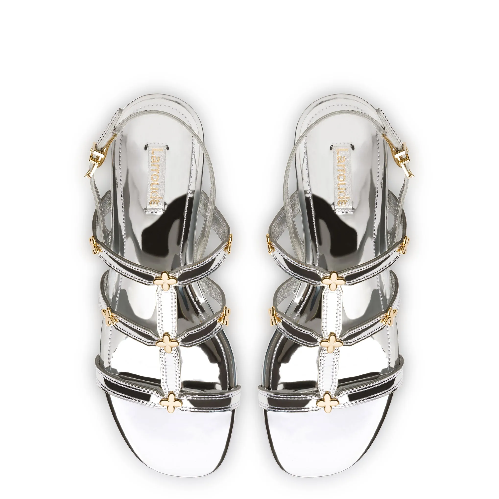 Harmony Flat Sandal In Silver Specchio sold by Larroude product image thumbnail 3