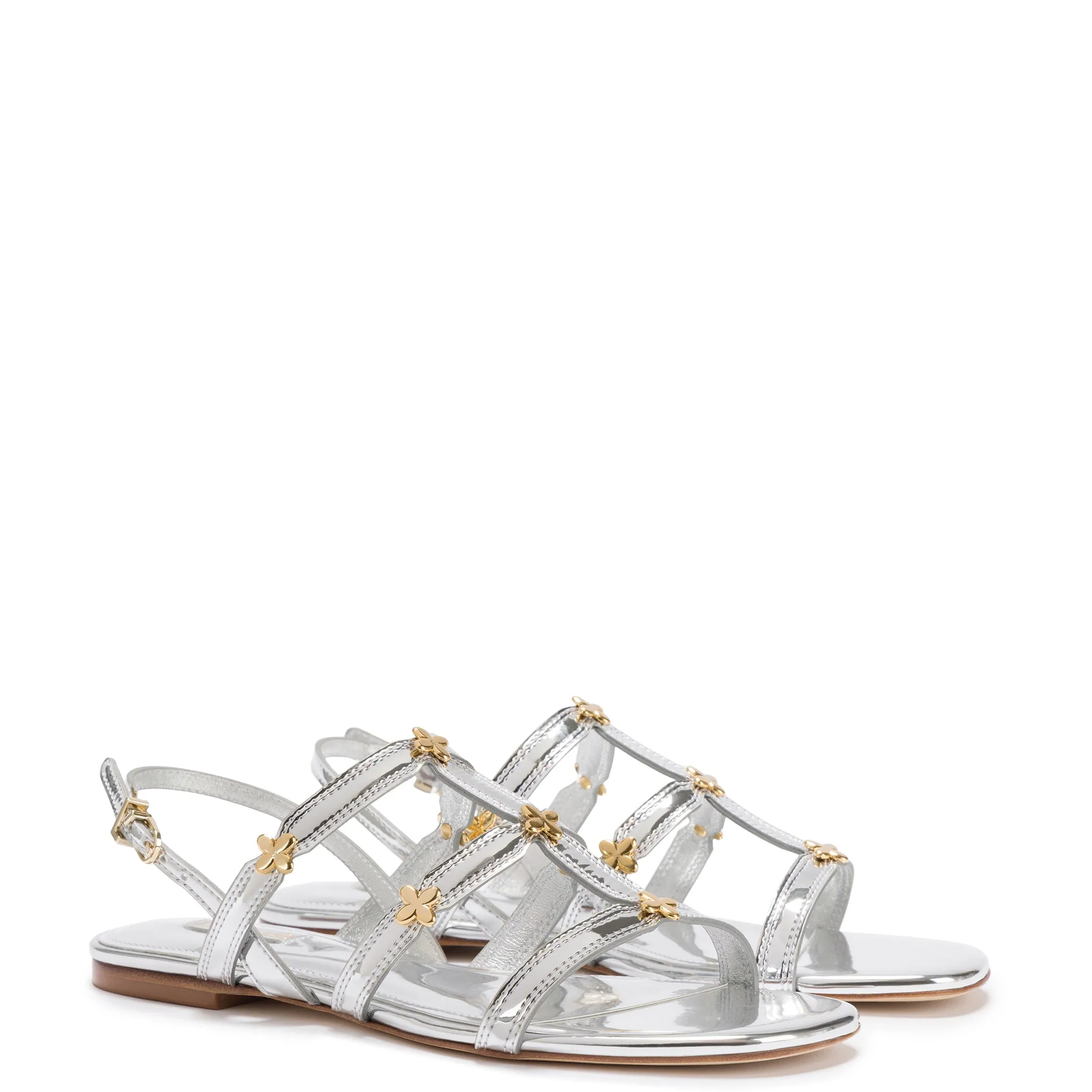 Harmony Flat Sandal In Silver Specchio sold by Larroude product image thumbnail 2