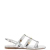 Harmony Flat Sandal In Silver Specchio sold by Larroude