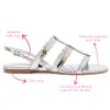 Harmony Flat Sandal In Silver Specchio sold by Larroude