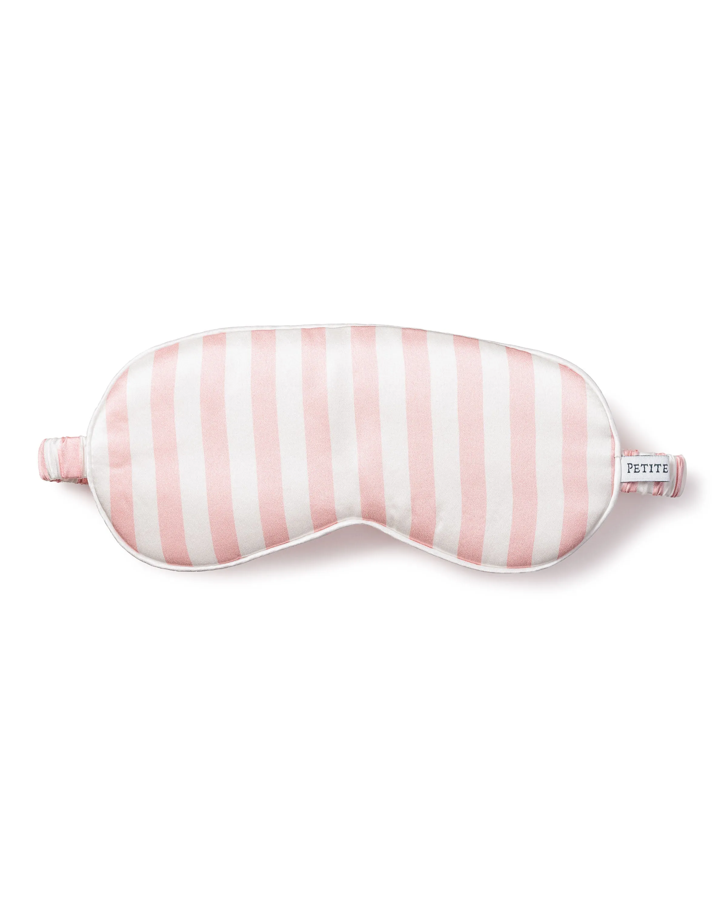 Women's Silk Sleep Mask in Pink Stripe sold by Larroude