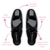 Blair Flat Mule In Black Patent Leather sold by Larroude