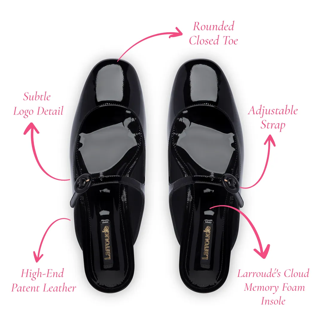 Blair Flat Mule In Black Patent Leather sold by Larroude product image thumbnail 5