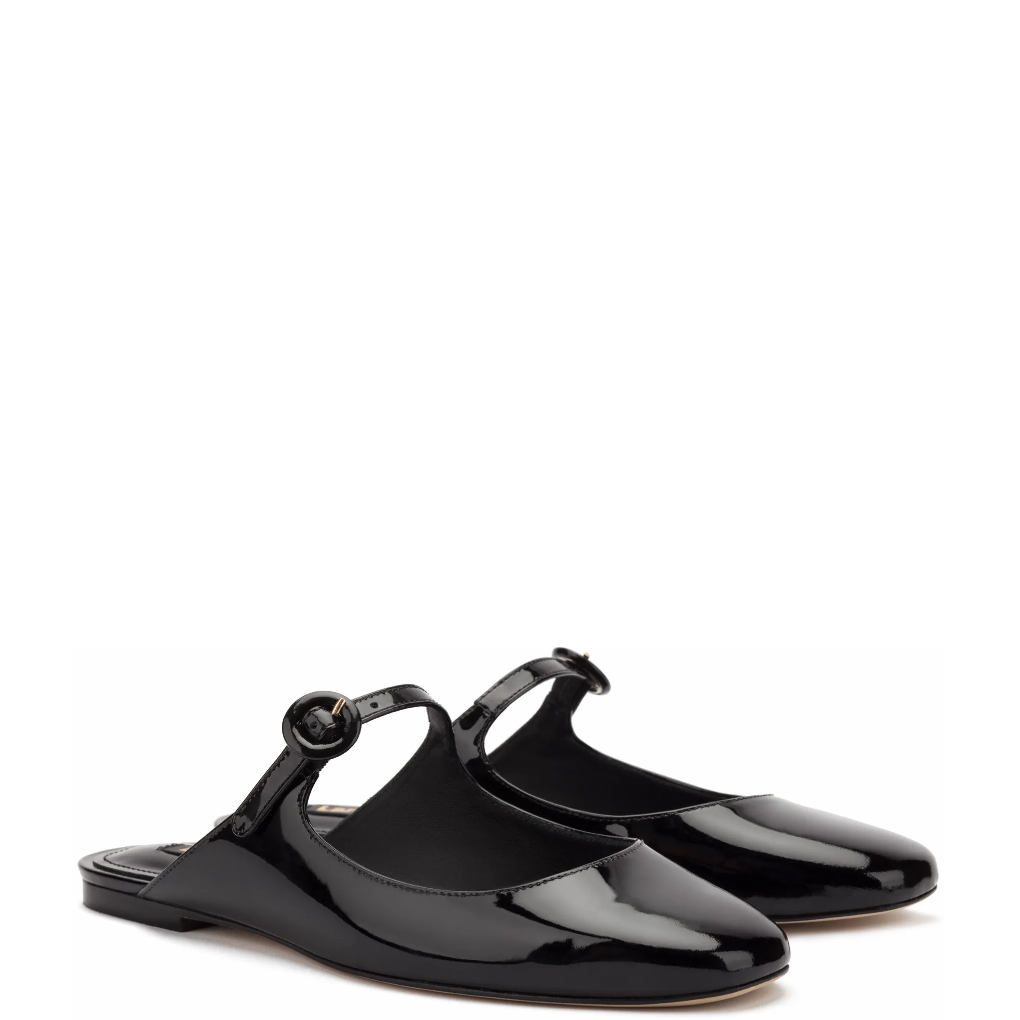 Blair Flat Mule In Black Patent Leather sold by Larroude product image thumbnail 2