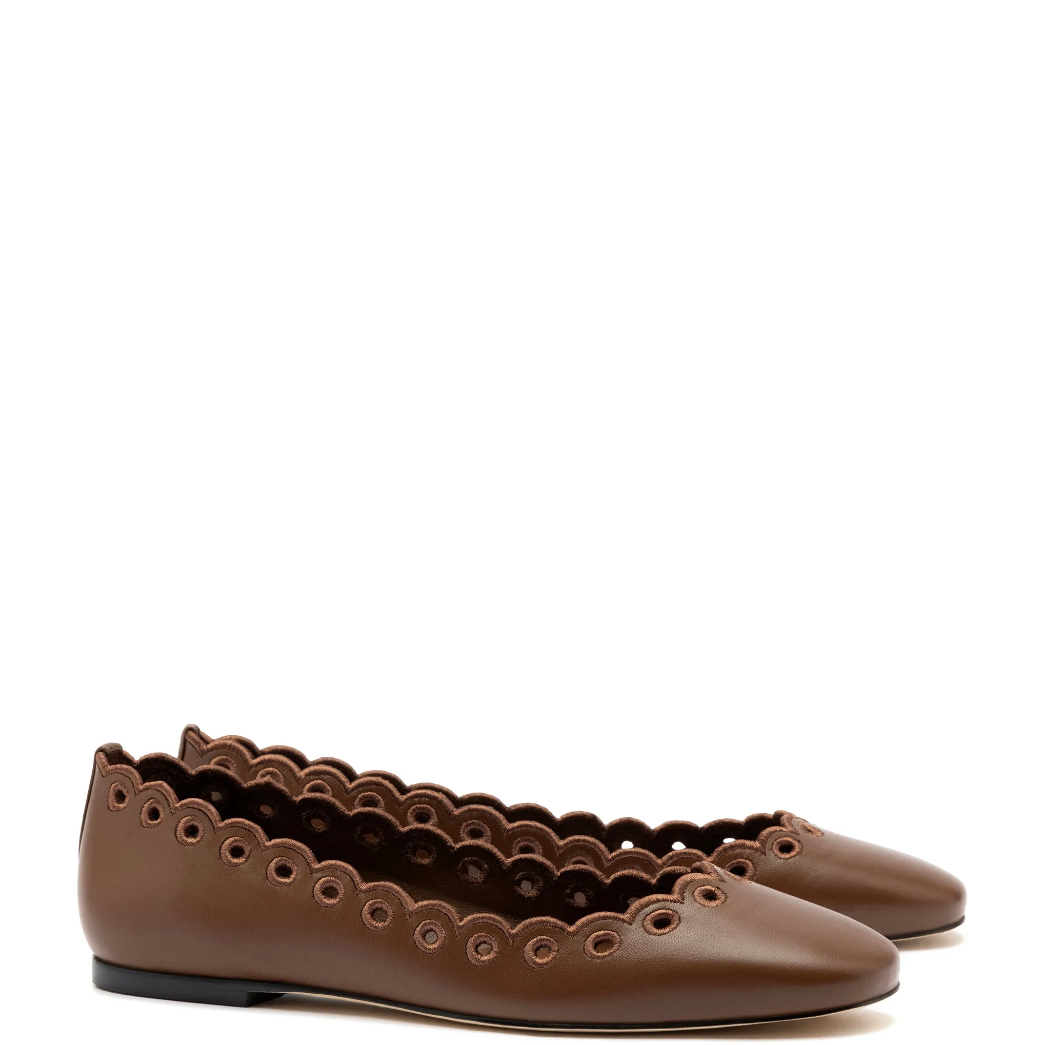 Meghan Broderie In Burnt Umber Leather sold by Larroude product image thumbnail 2