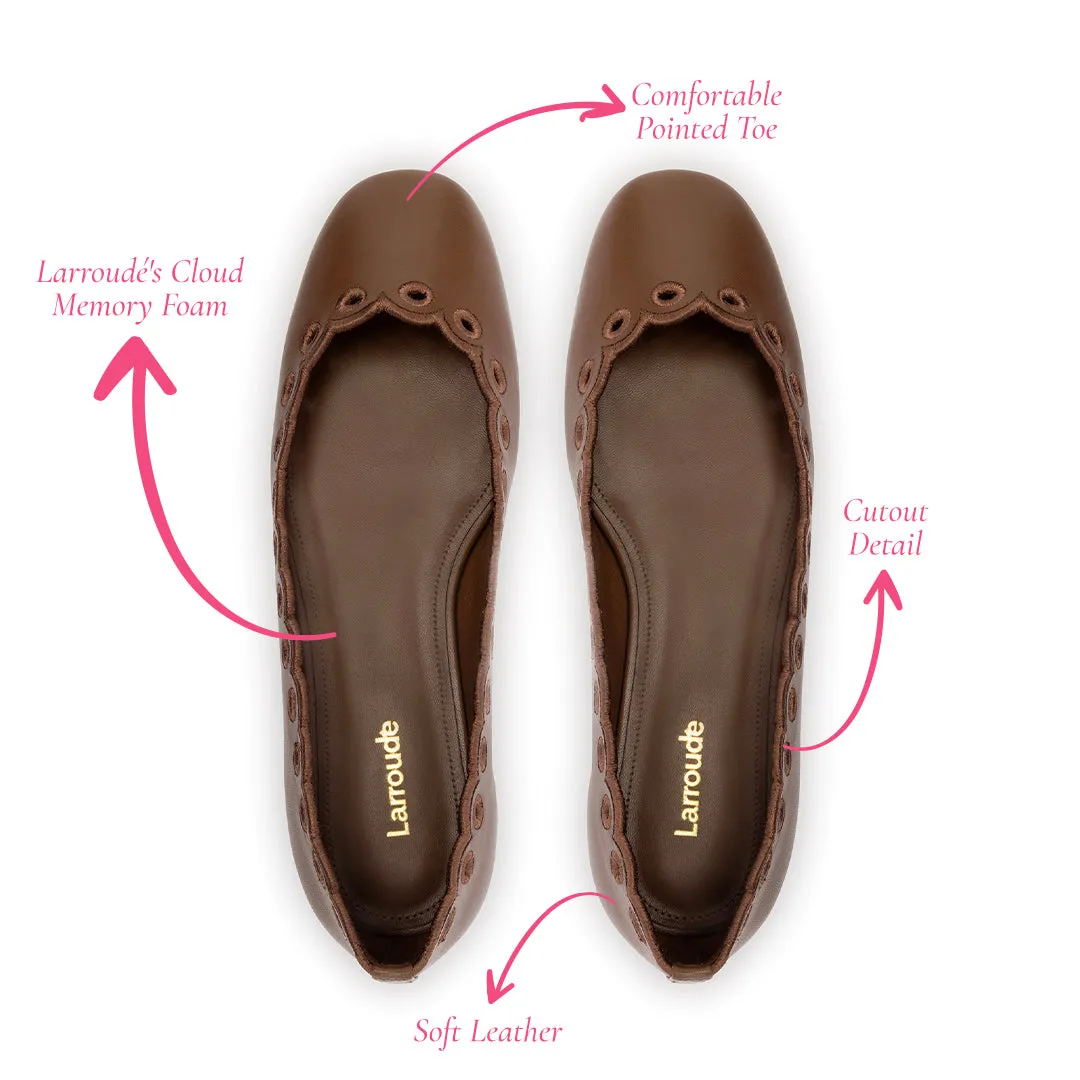 Meghan Broderie In Burnt Umber Leather sold by Larroude product image thumbnail 5