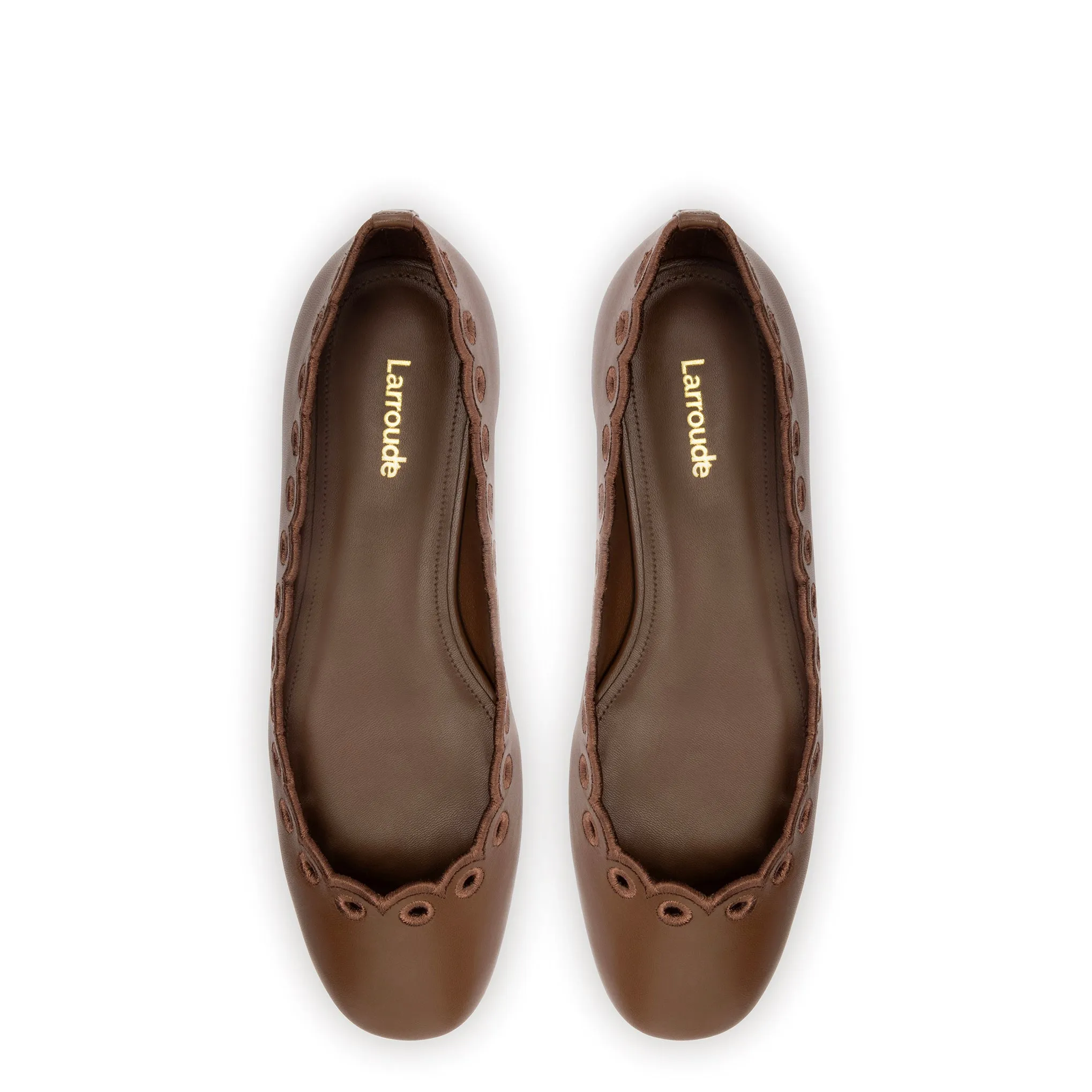 Meghan Broderie In Burnt Umber Leather sold by Larroude product image thumbnail 3