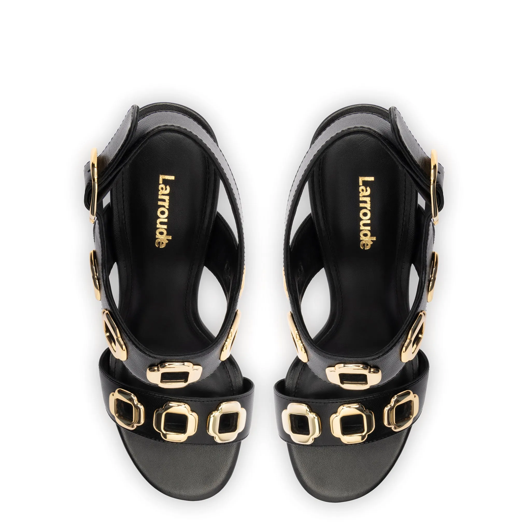 Milan Hi Sandal In Black Leather sold by Larroude product image thumbnail 3