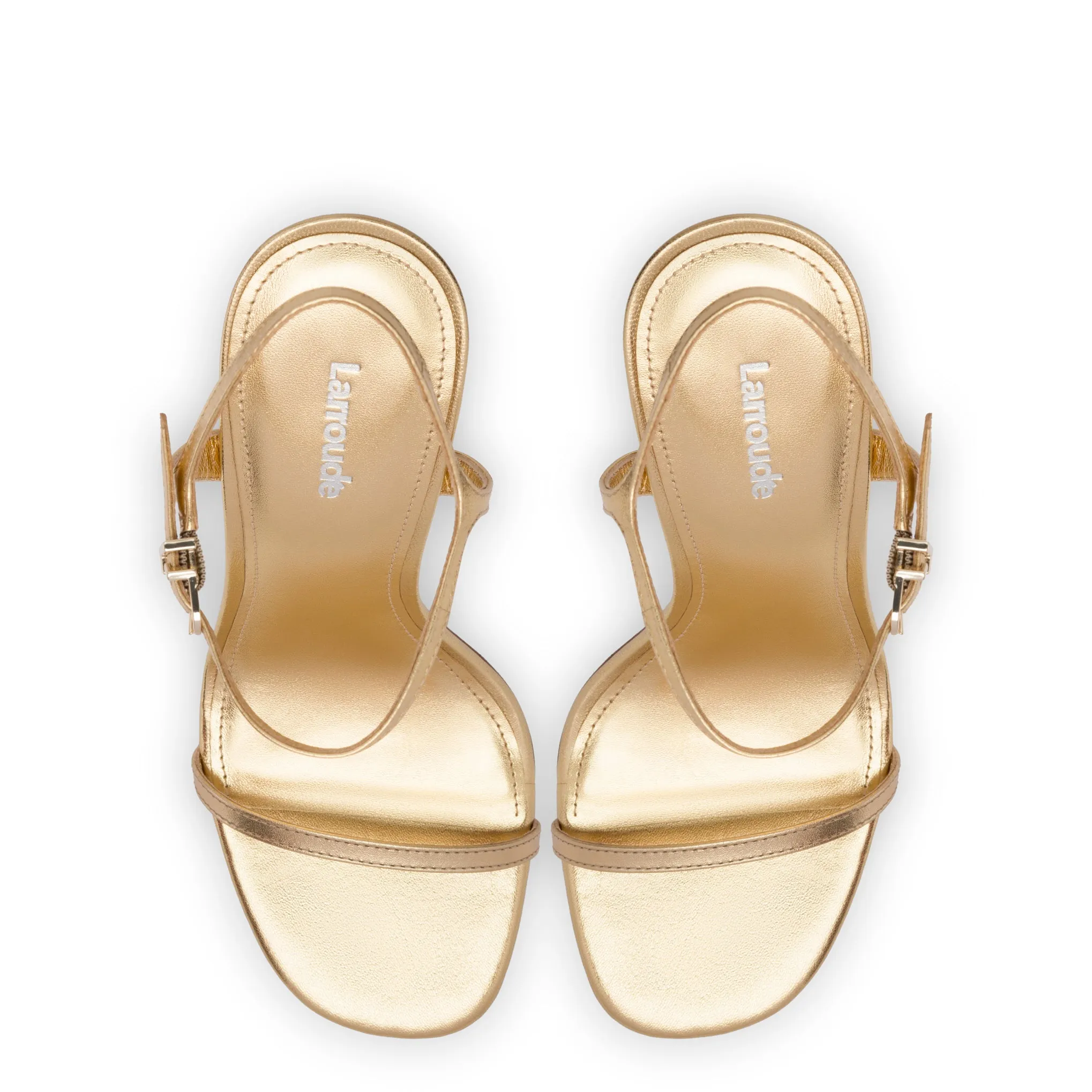 Venus Sandal In Gold Metallic Leather sold by Larroude product image thumbnail 3