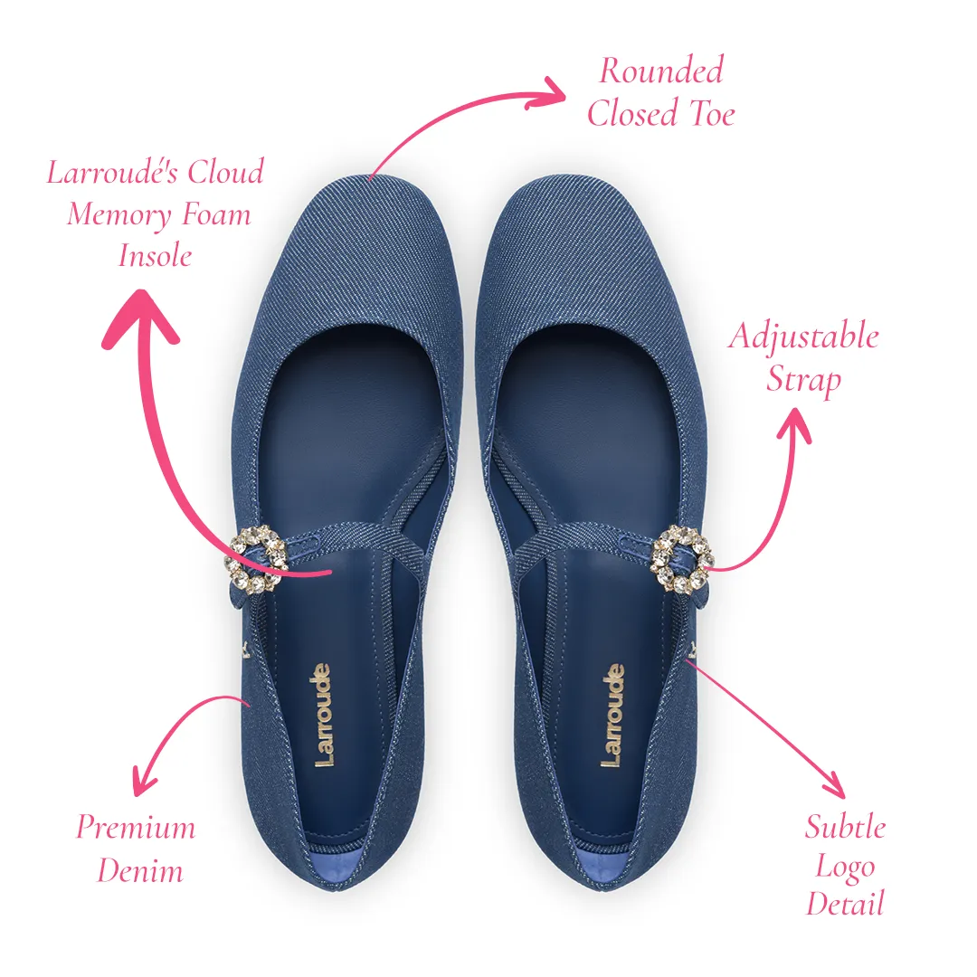 Blair Ballet Flat In Blue Denim sold by Larroude product image thumbnail 5