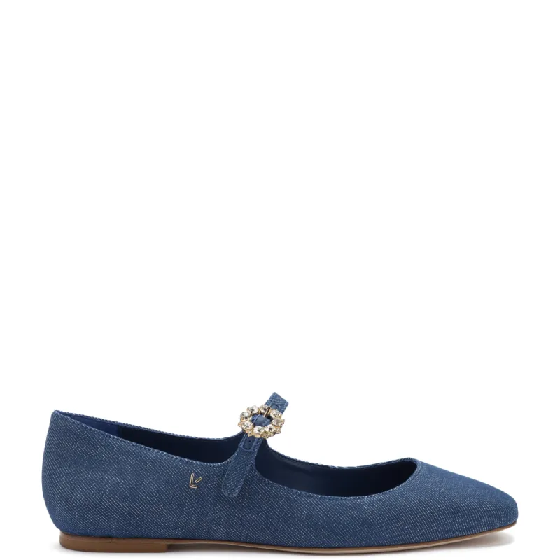 Blair Ballet Flat In Blue Denim sold by Larroude