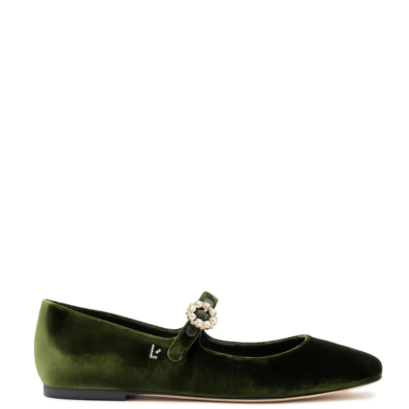 Blair Ballet Flat In Bosco Velvet sold by Larroude