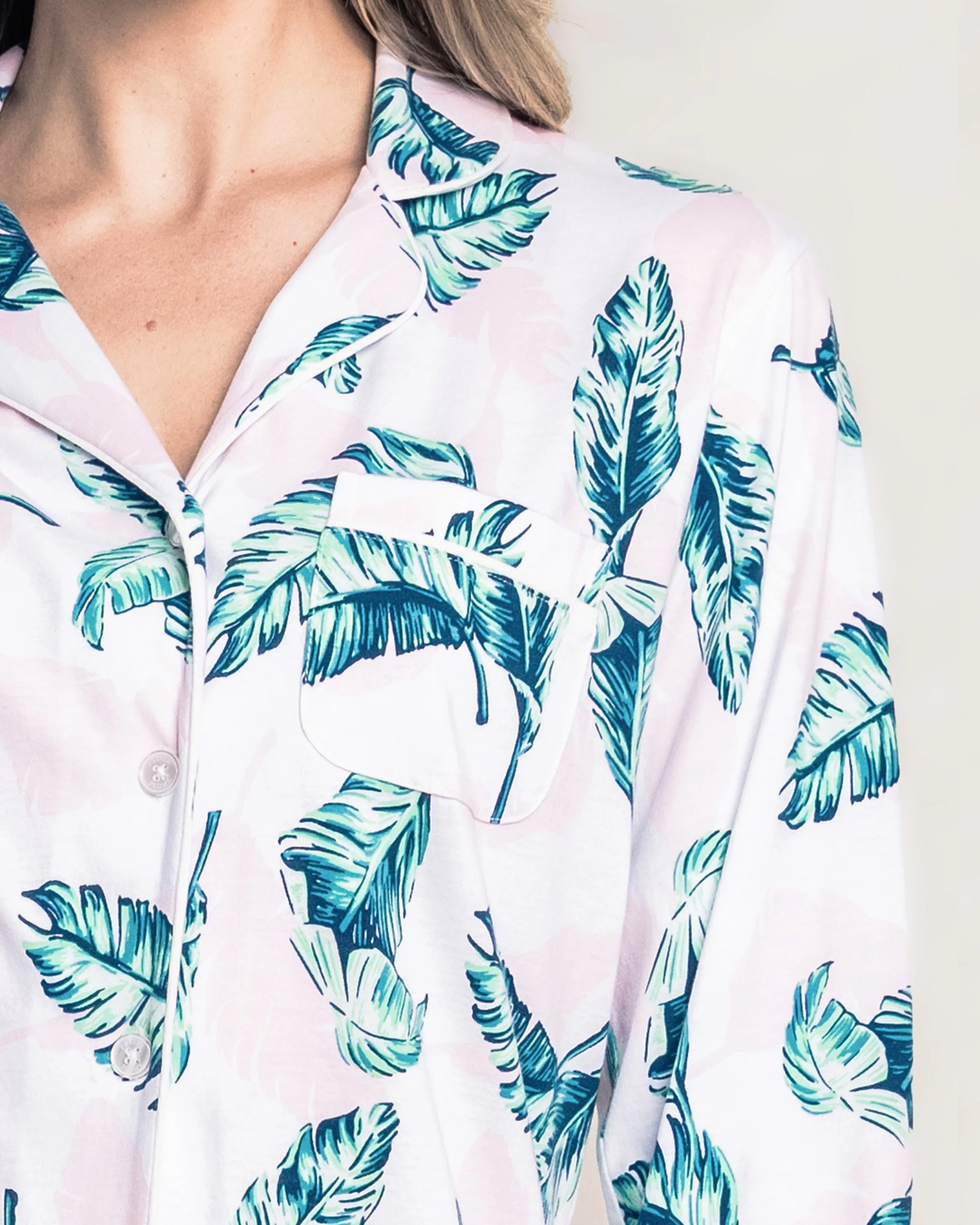 Luxe Pima Cotton St Tropez Palms Pajama Set sold by Larroude product image thumbnail 4