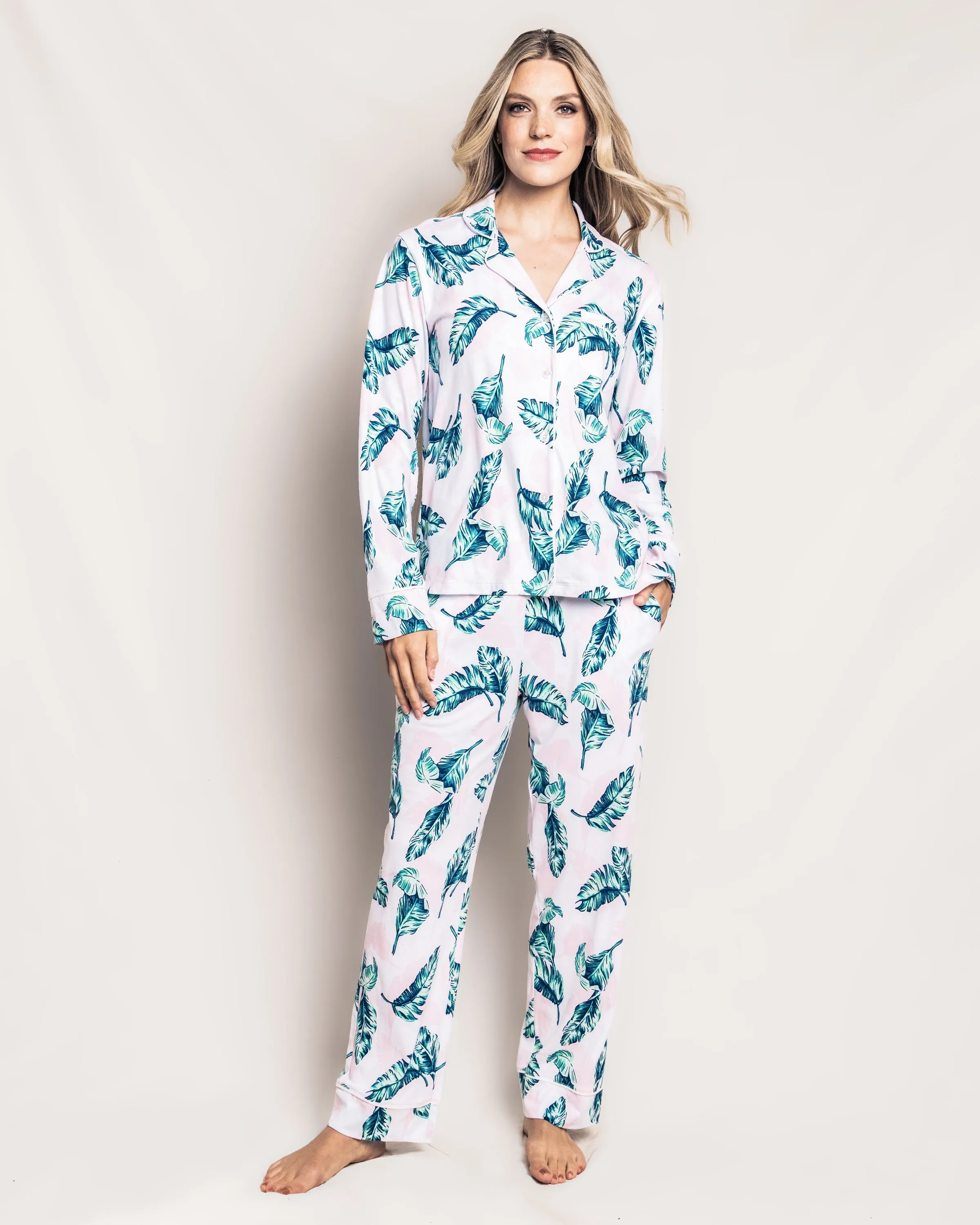 Luxe Pima Cotton St Tropez Palms Pajama Set sold by Larroude product image thumbnail 2