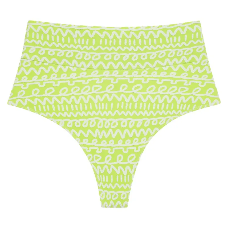 Lime Icing Added Coverage High Rise Bikini Bottom sold by Larroude