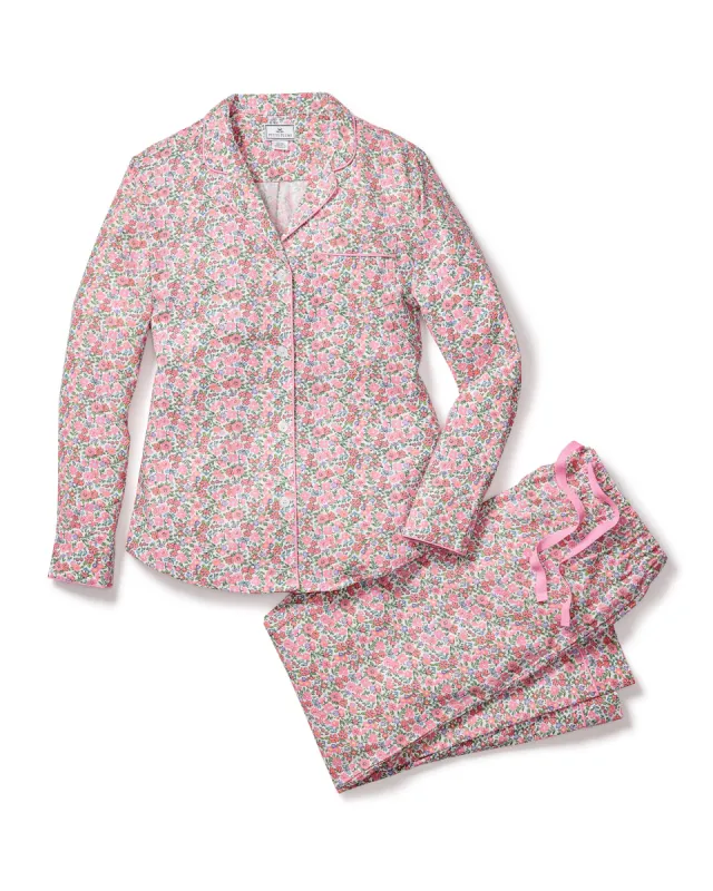 Women's Twill Pajama Set in Fleurs de Rose sold by Larroude