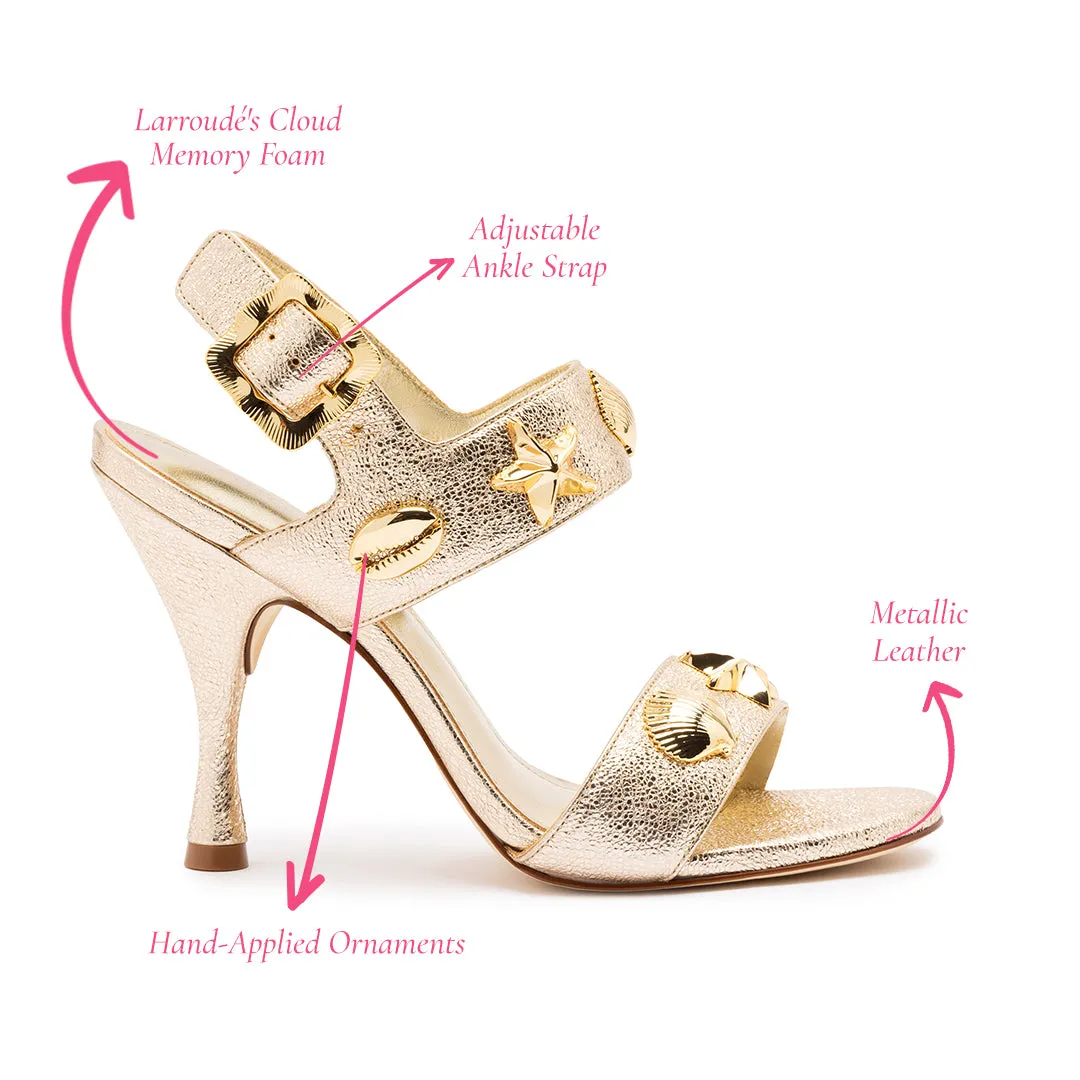 Madison Sandal In Gold Metallic Leather sold by Larroude product image thumbnail 5