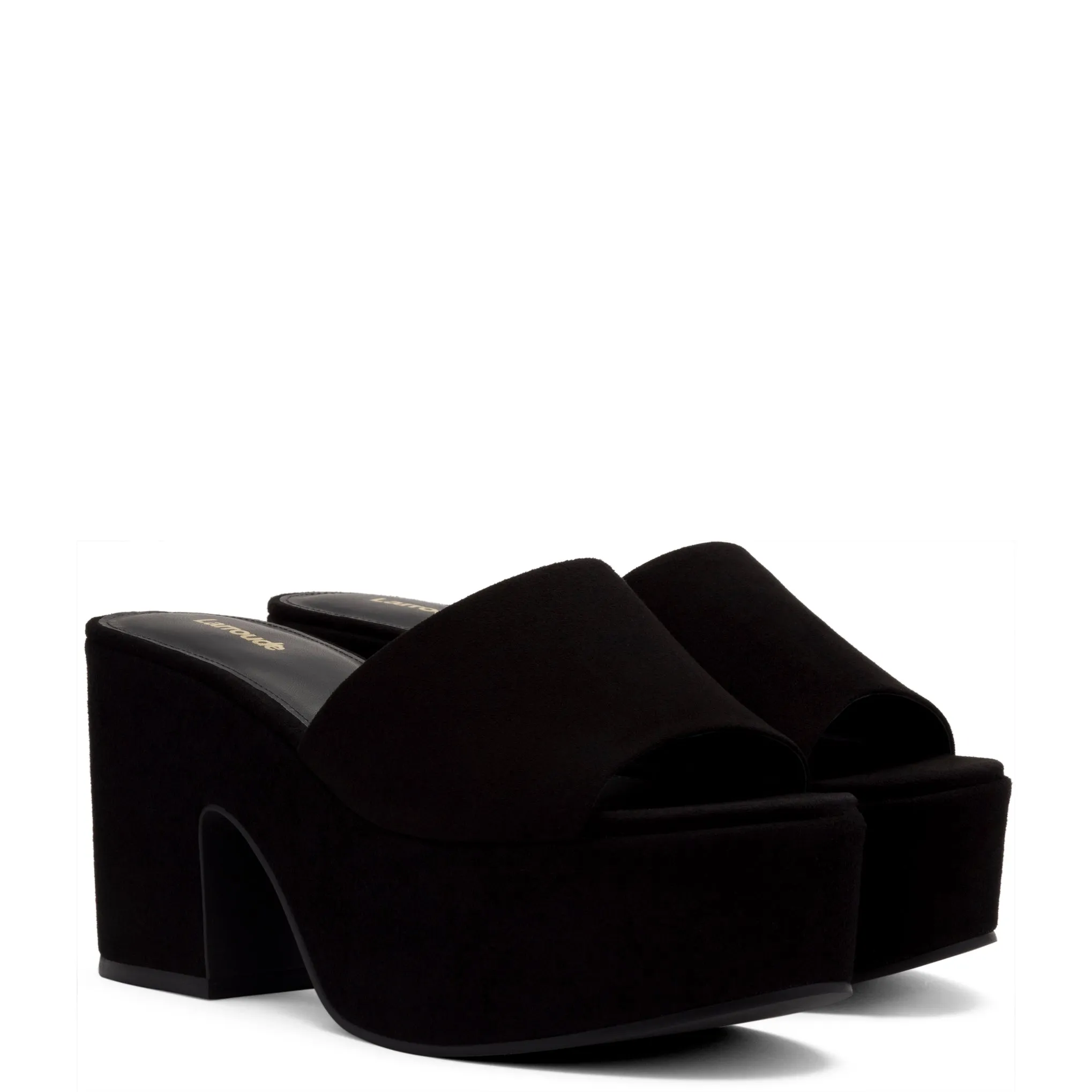 Miso Platform Sandal In Black Suede sold by Larroude product image thumbnail 2