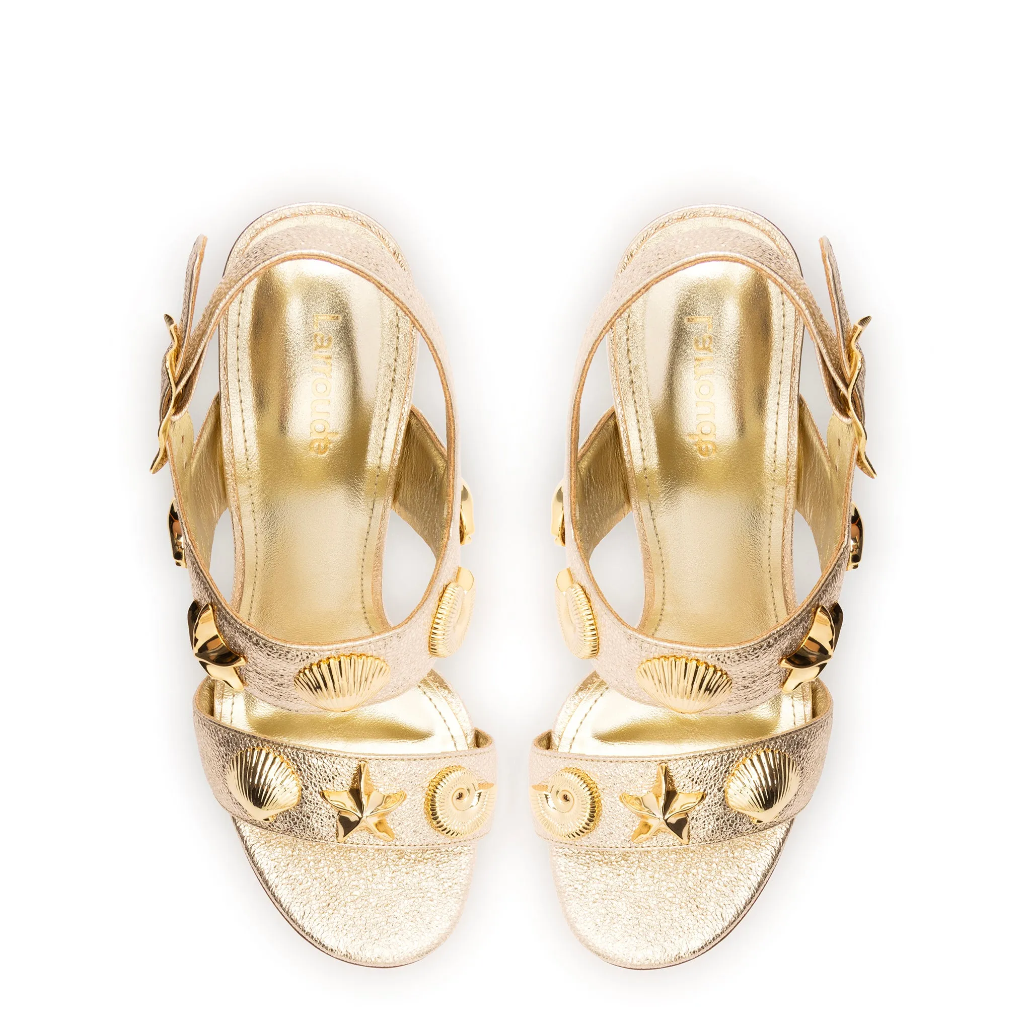 Madison Sandal In Gold Metallic Leather sold by Larroude product image thumbnail 3