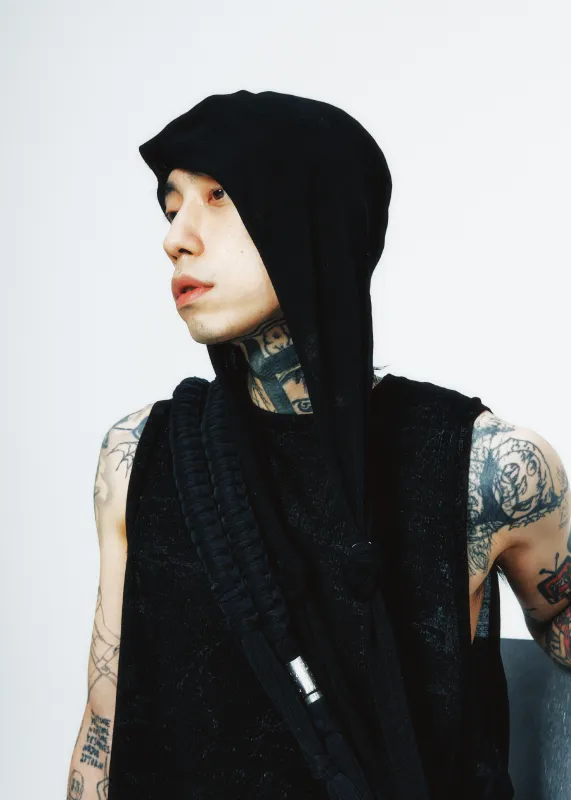 Sleeveless Knit w/ Macrame Hoodie made by HYEIN SEO