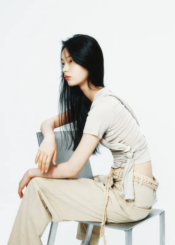 Tied Asymmetric T-shirt made by HYEIN SEO