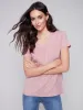V-Neck Linen T-Shirt - Dusty Rose sold by Charlie B