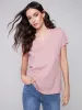 V-Neck Linen T-Shirt - Dusty Rose sold by Charlie B