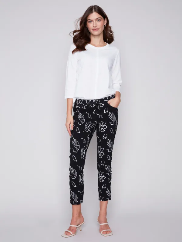 Printed Crinkle Jogger Pants - Leaves made by Charlie B