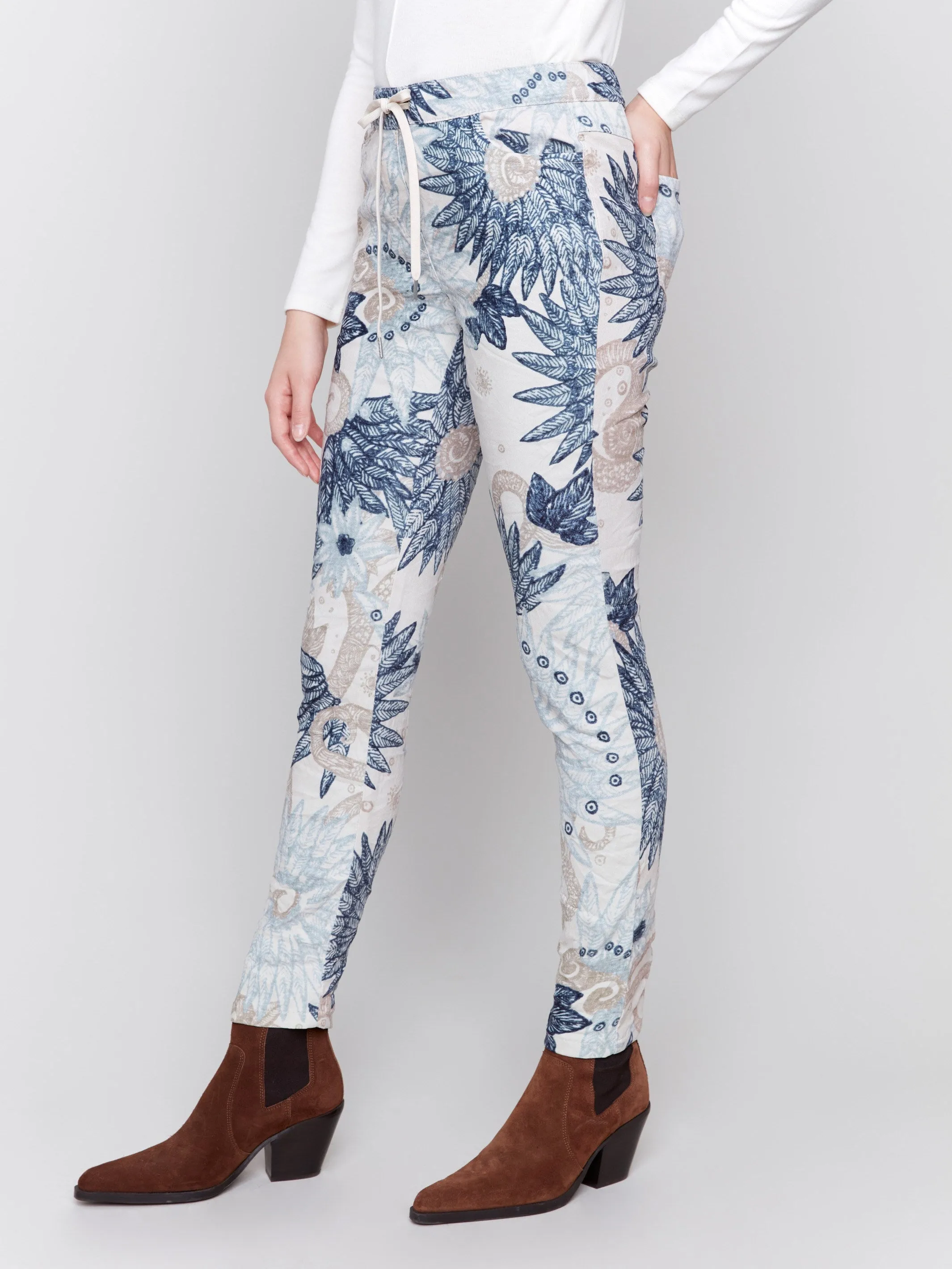 Printed Suede Crinkle Jogger Pants - Feather sold by Charlie B product image thumbnail 3