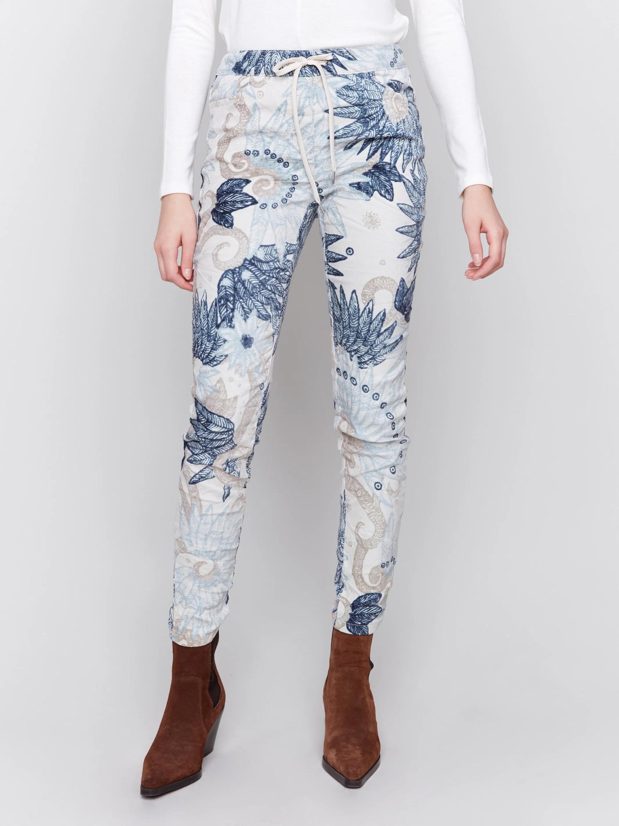 Printed Suede Crinkle Jogger Pants - Feather sold by Charlie B product image thumbnail 2
