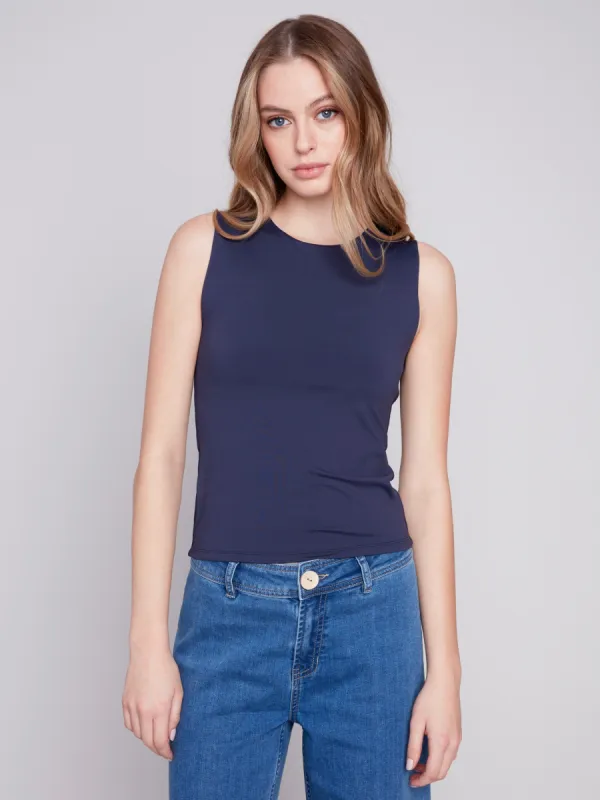 Sleeveless Super Stretch Top - Navy sold by Charlie B