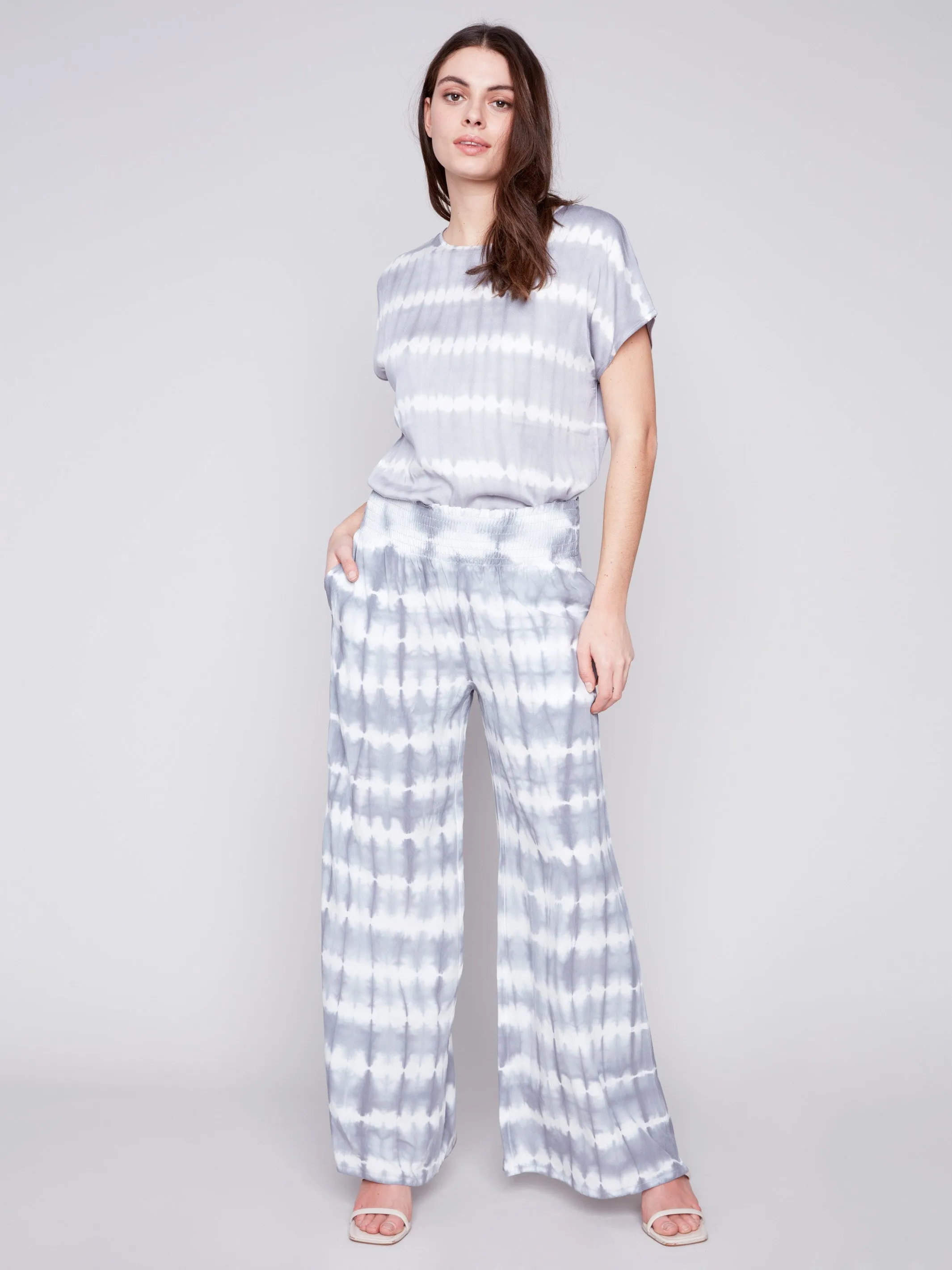 Printed Flowy Palazzo Pants - Ceramic sold by Charlie B