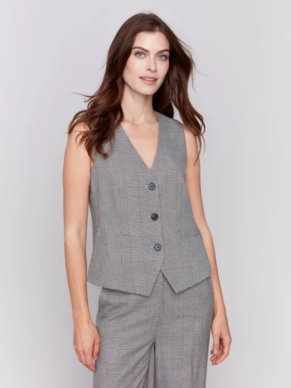 Glen Plaid Suit Vest - Terracotta sold by Charlie B