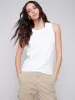 Organic Cotton Tank Top with Knot Detail - White sold by Charlie B