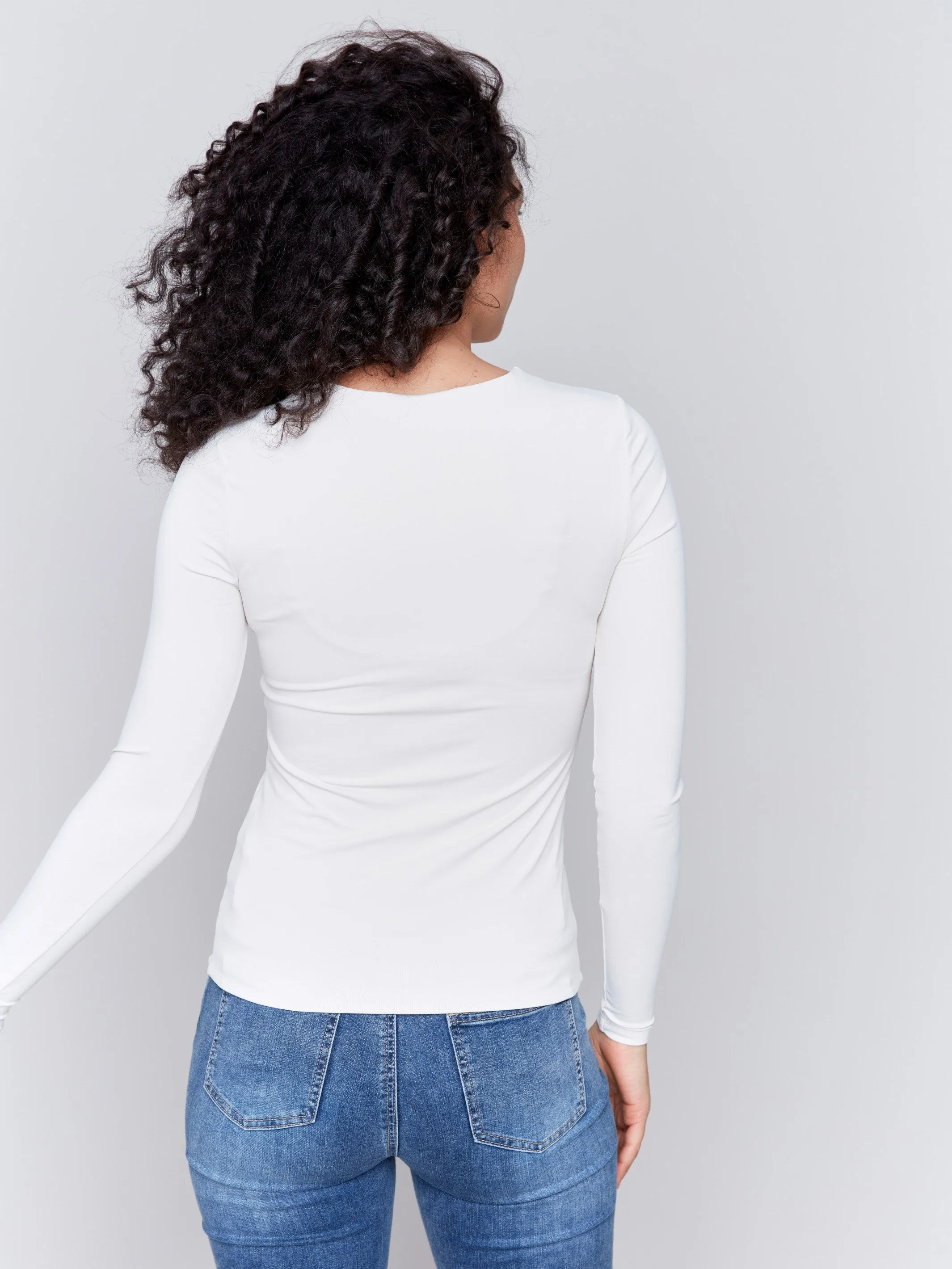Long Sleeve Super Stretch Top - Natural sold by Charlie B product image thumbnail 4