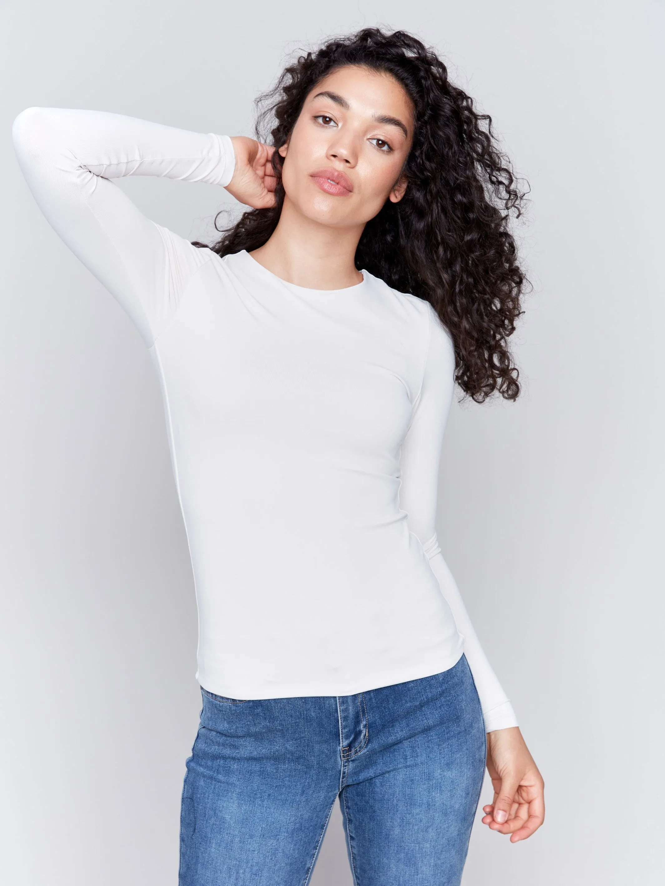 Long Sleeve Super Stretch Top - Natural sold by Charlie B