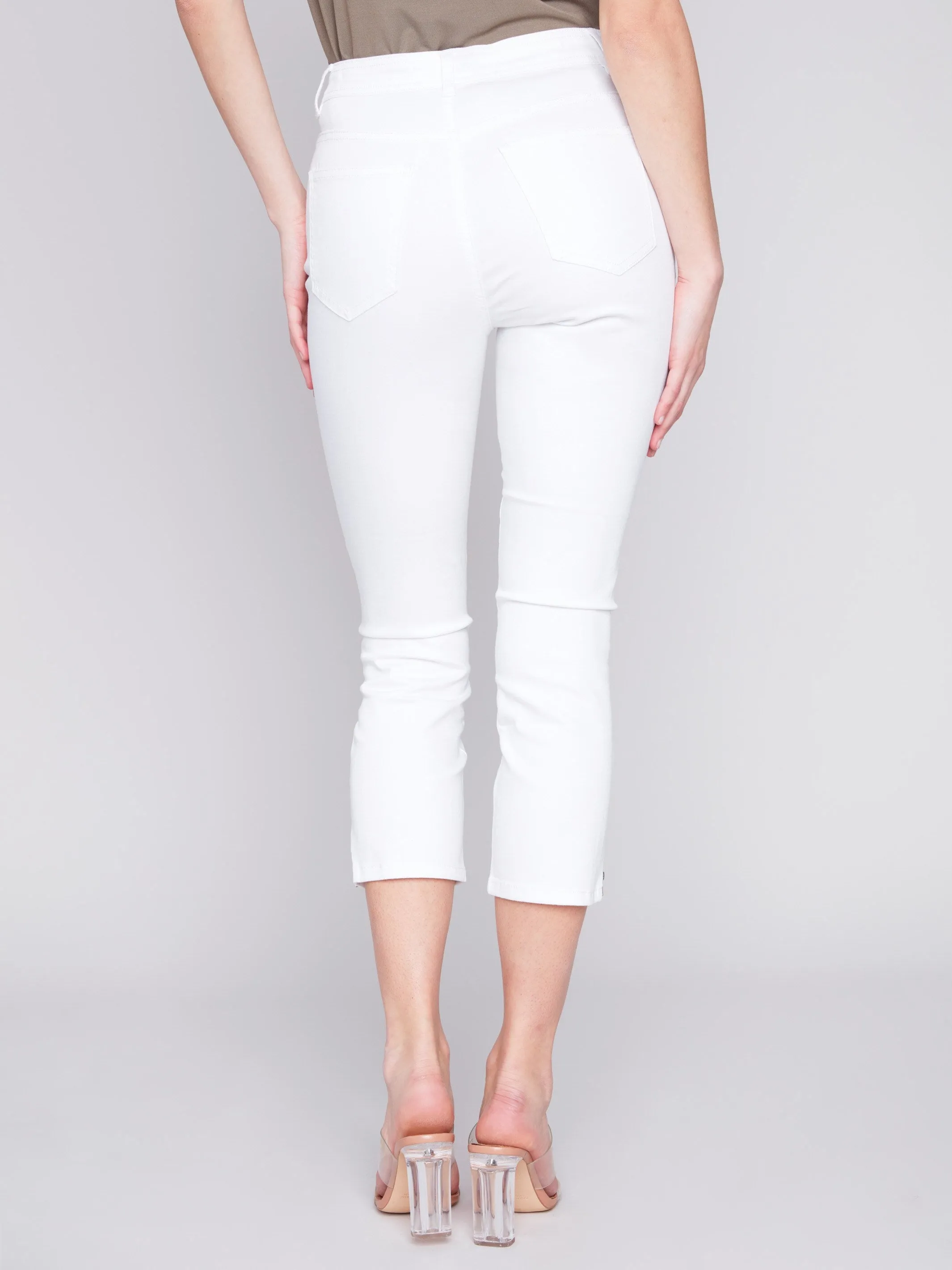 Cropped Twill Pants with Zipper Detail - White sold by Charlie B product image thumbnail 3