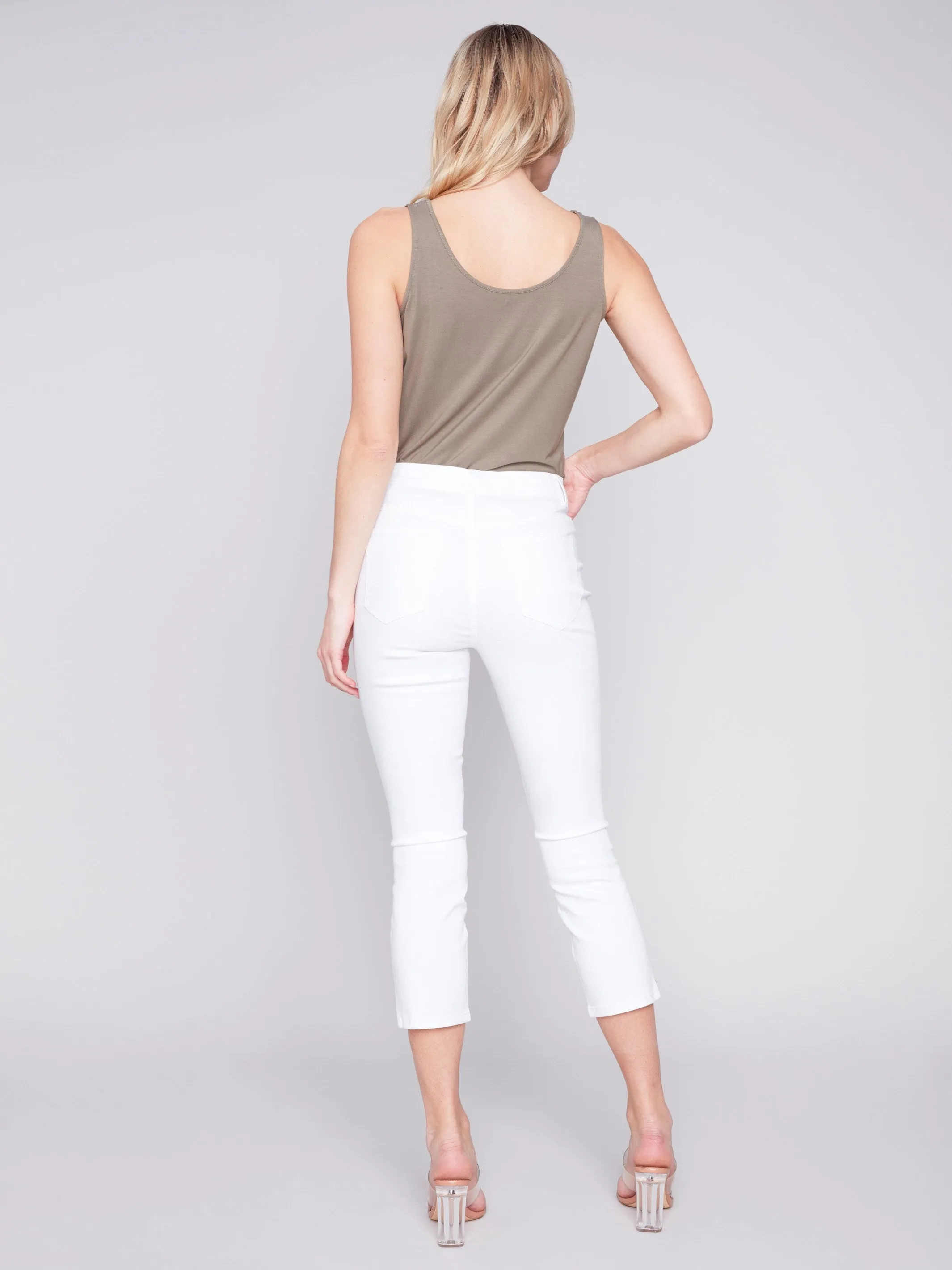 Cropped Twill Pants with Zipper Detail - White sold by Charlie B product image thumbnail 5