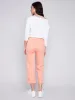 Cropped Pull-On Twill Pants with Hem Tab - Tangerine sold by Charlie B