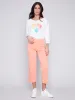 Cropped Pull-On Twill Pants with Hem Tab - Tangerine sold by Charlie B