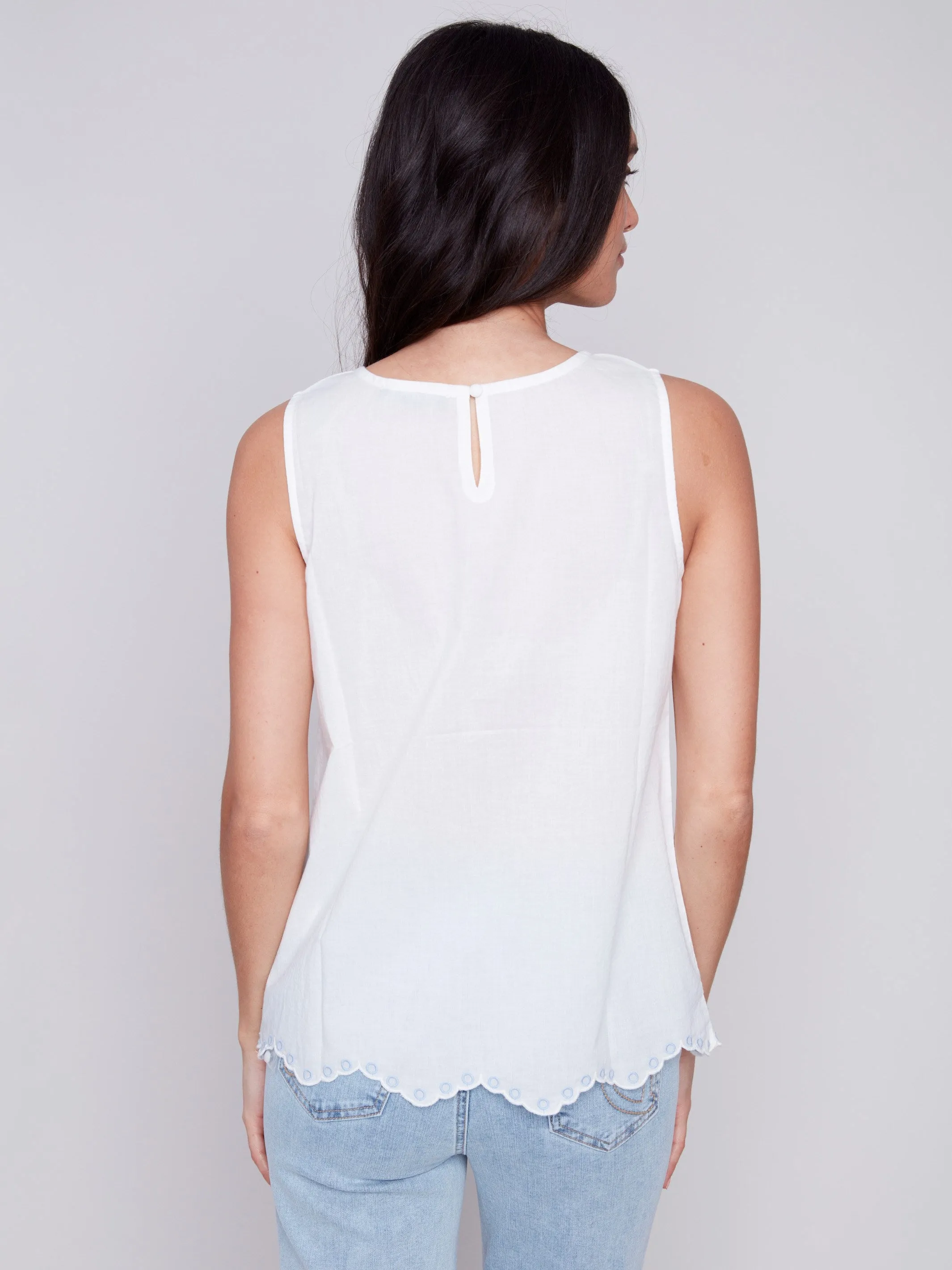 Sleeveless Embroidered Cotton Top - White sold by Charlie B product image thumbnail 2