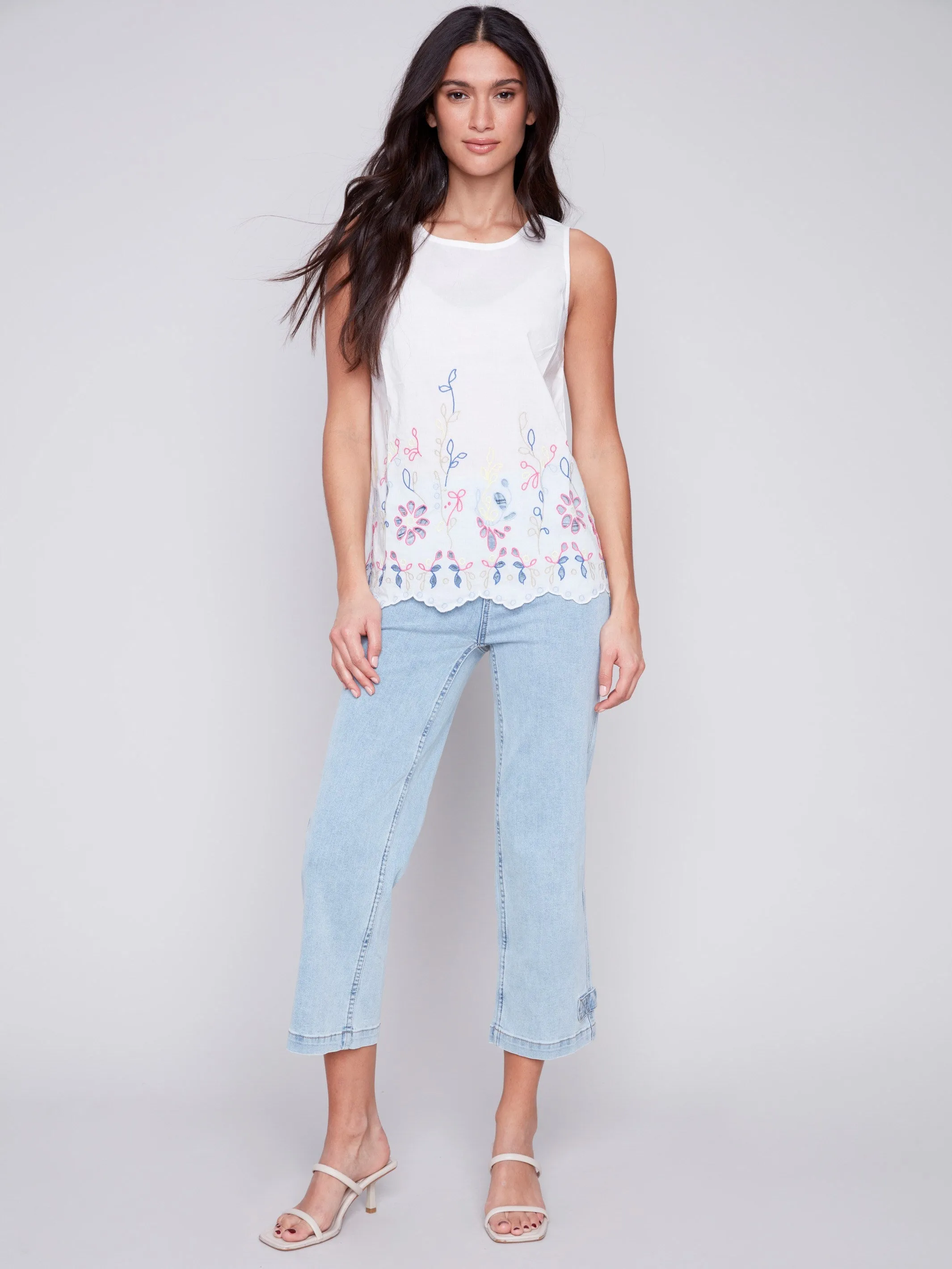 Sleeveless Embroidered Cotton Top - White sold by Charlie B product image thumbnail 3