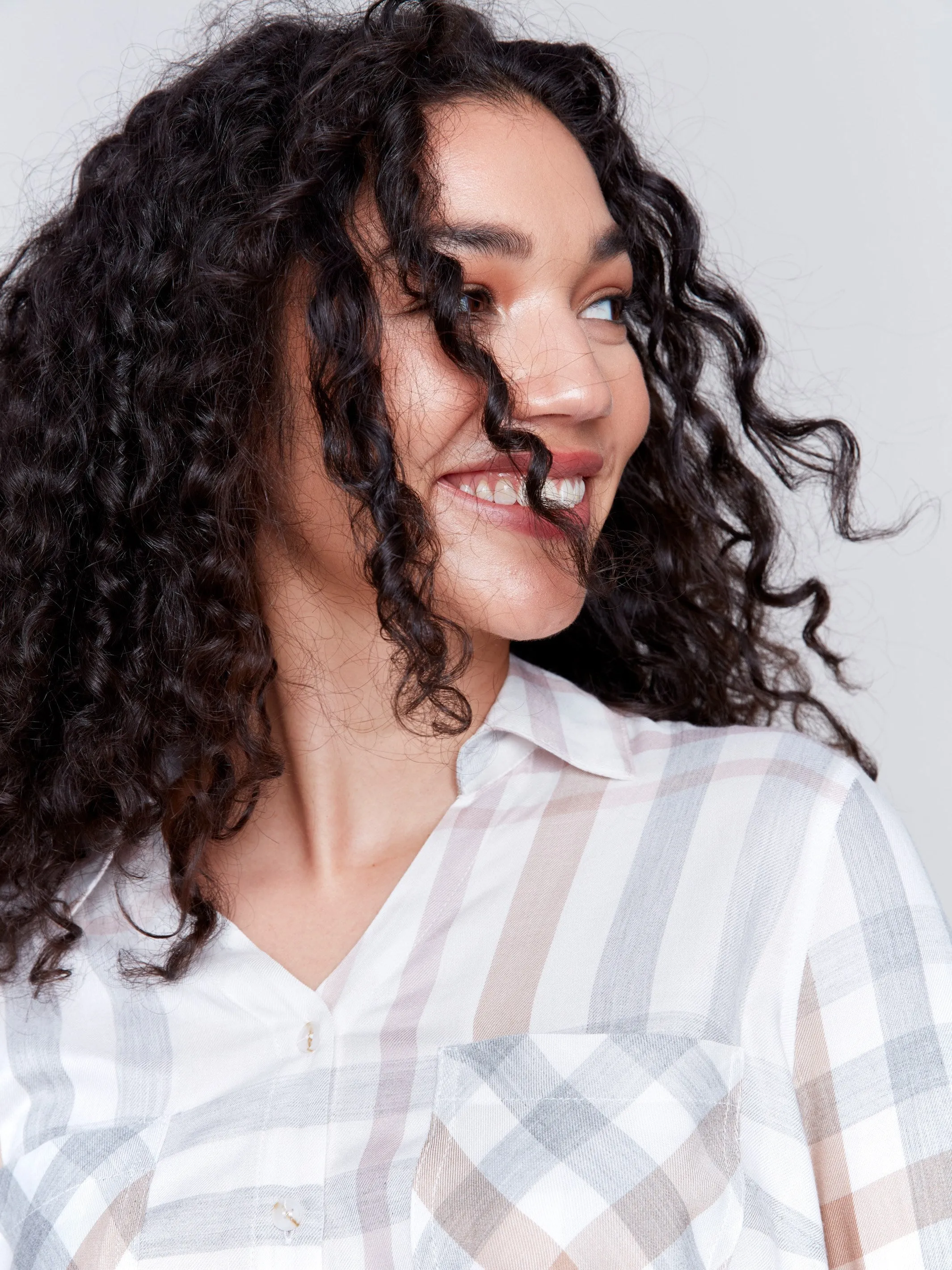 Soft Plaid Button-Down Shirt - Quartz sold by Charlie B product image thumbnail 3